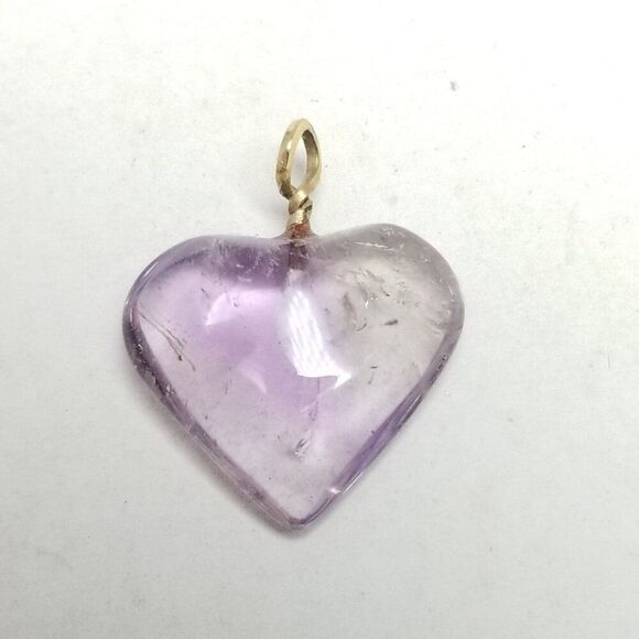 Vintage Purple Heart Shape Pendant, Charm, 1 Inch, Glass, Estate - Picture 4 of 4